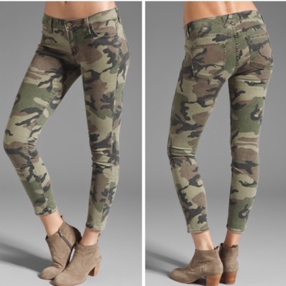 Elizabeth and James Camo Jeans Skinny Denim Green Olive designer textile - Picture 2 of 12